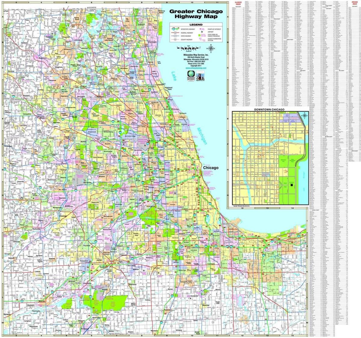mapa ng Chicago highway