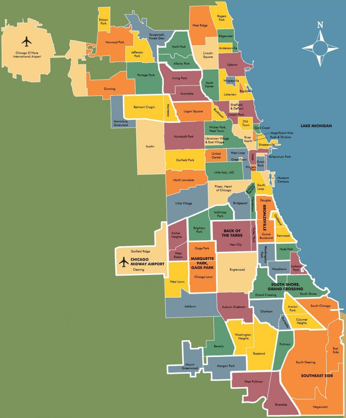 mapa ng mga kapitbahayan sa Chicago