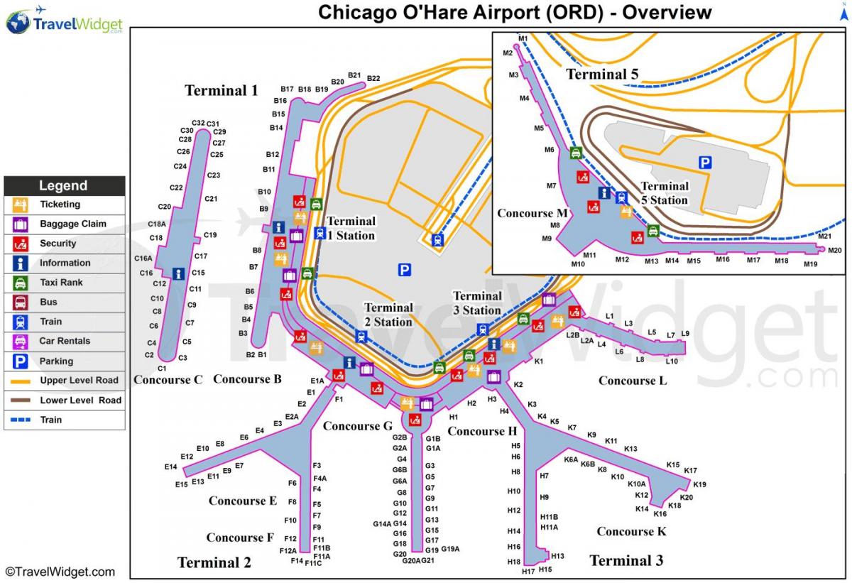 Chicago O Hare international airport sa mapa
