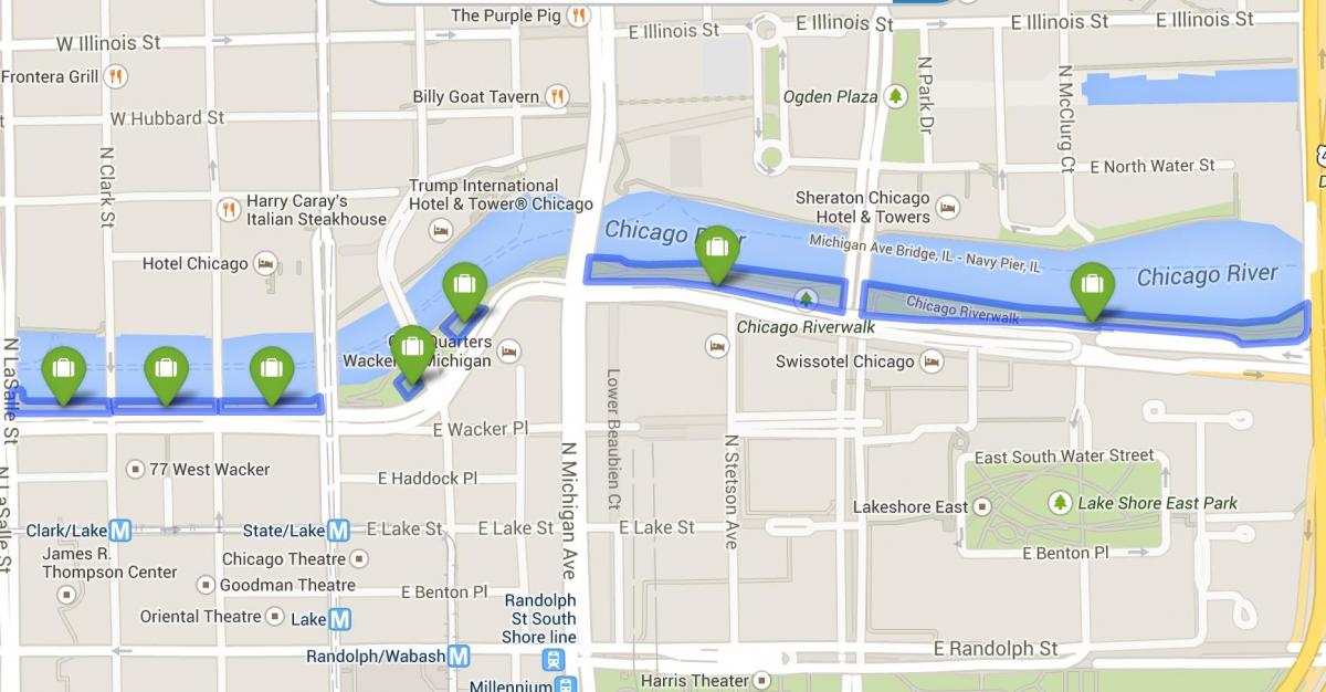 mapa ng riverwalk Chicago