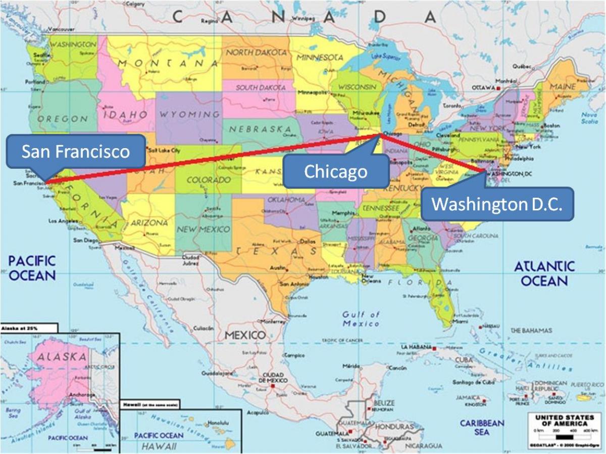 Chicago sa USA mapa