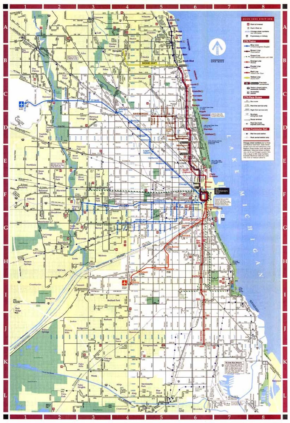mapa ng Chicago sa mga limitasyon ng lungsod