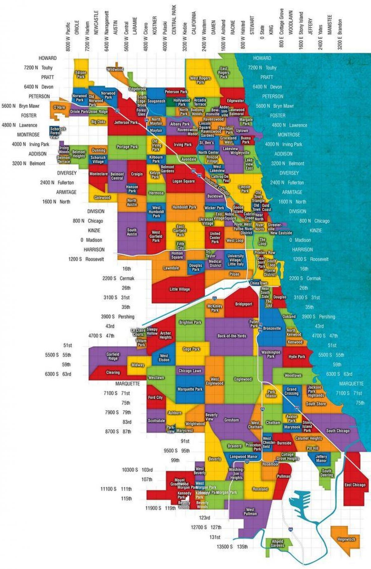 Chicago at suburbs mapa