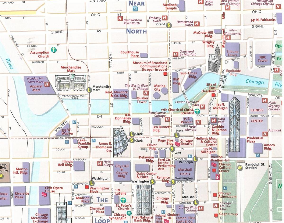 turista mapa ng Chicago