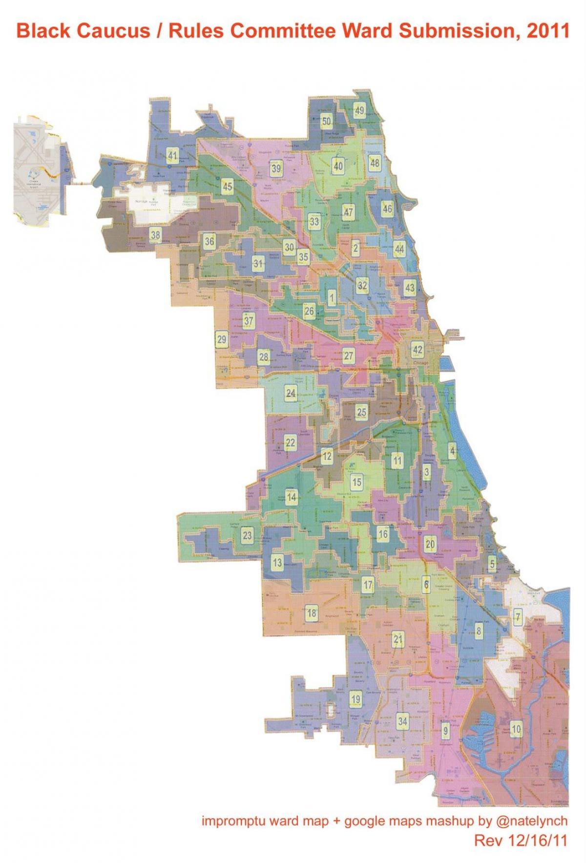 lungsod ng Chicago ward mapa