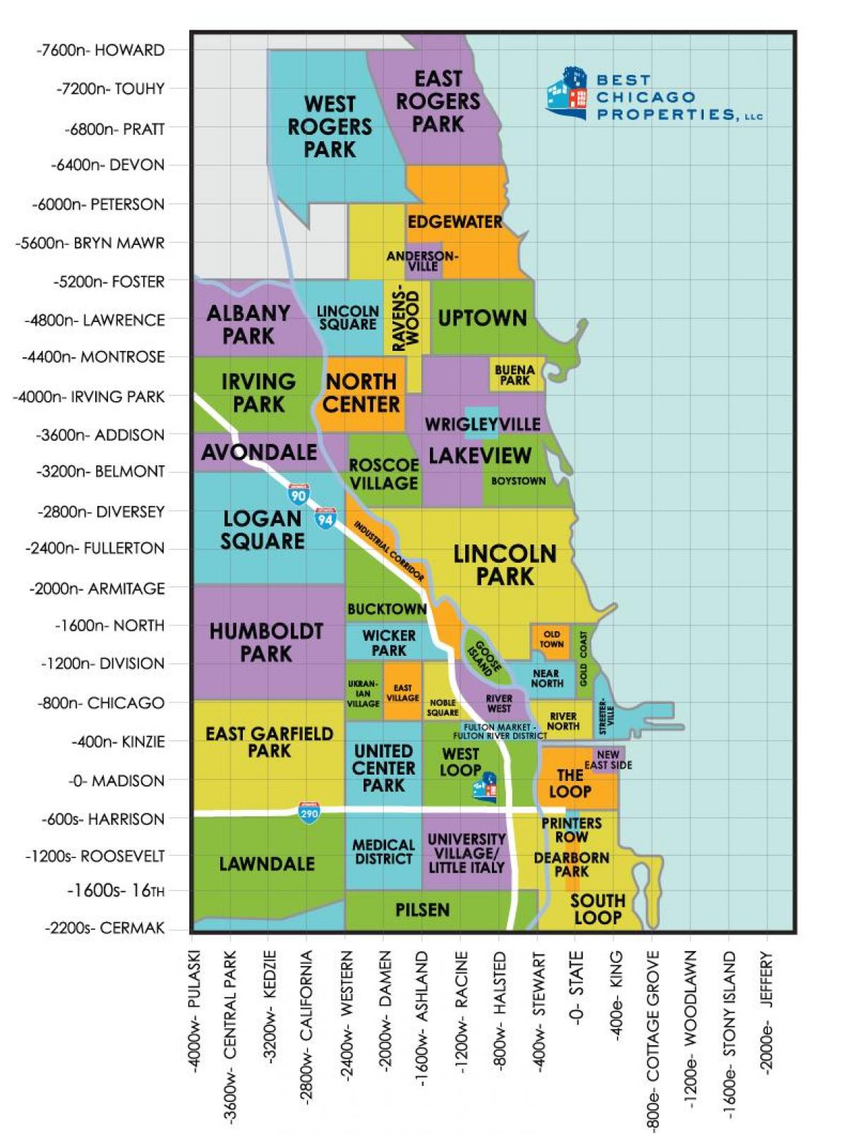 mga kapitbahayan sa Chicago mapa