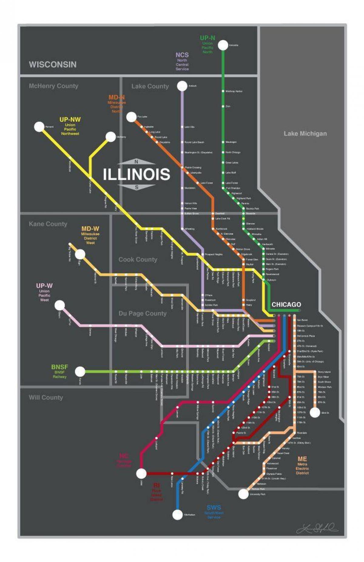 metra Chicago mapa