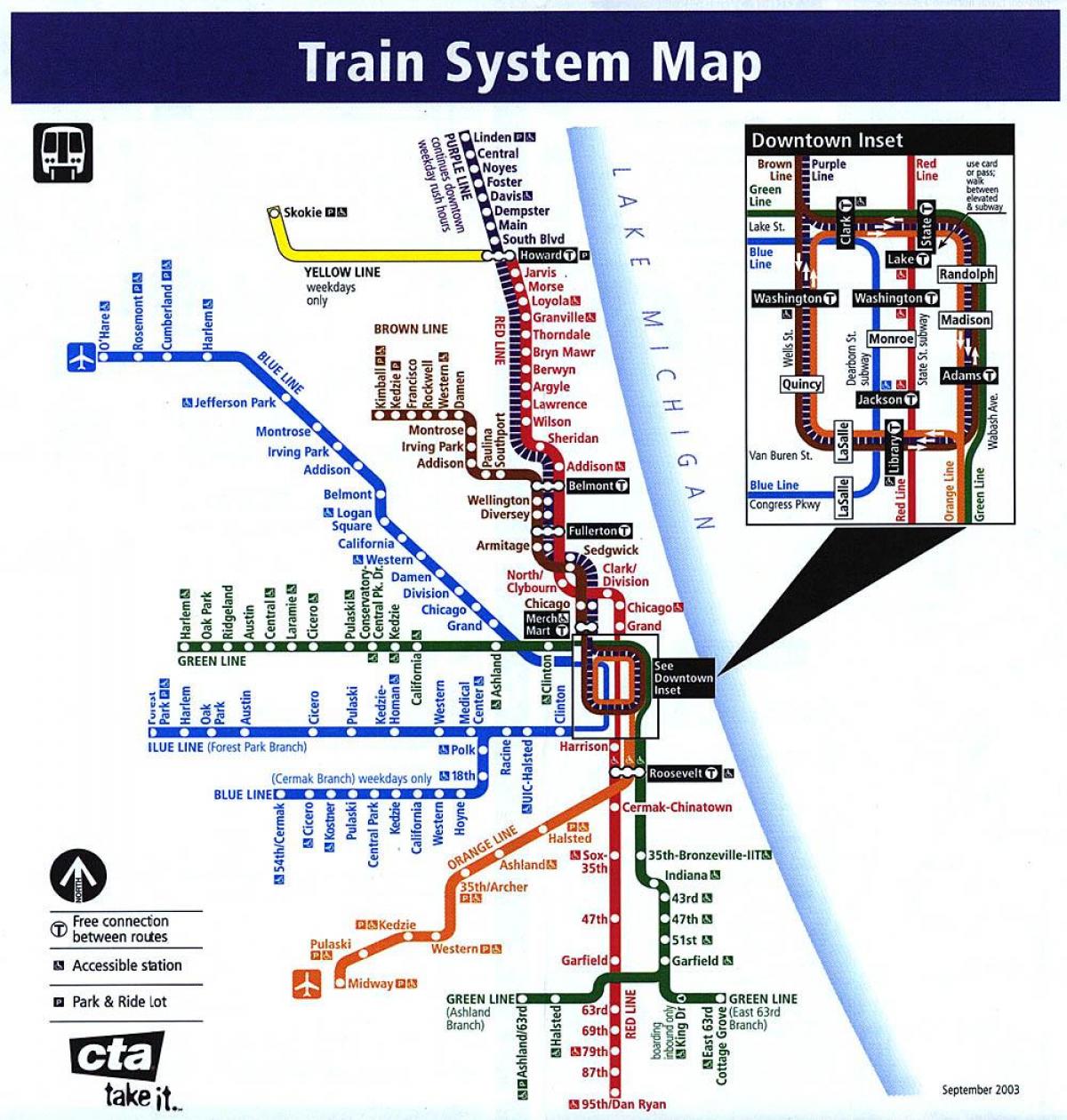 Chicago linya ng metro mapa