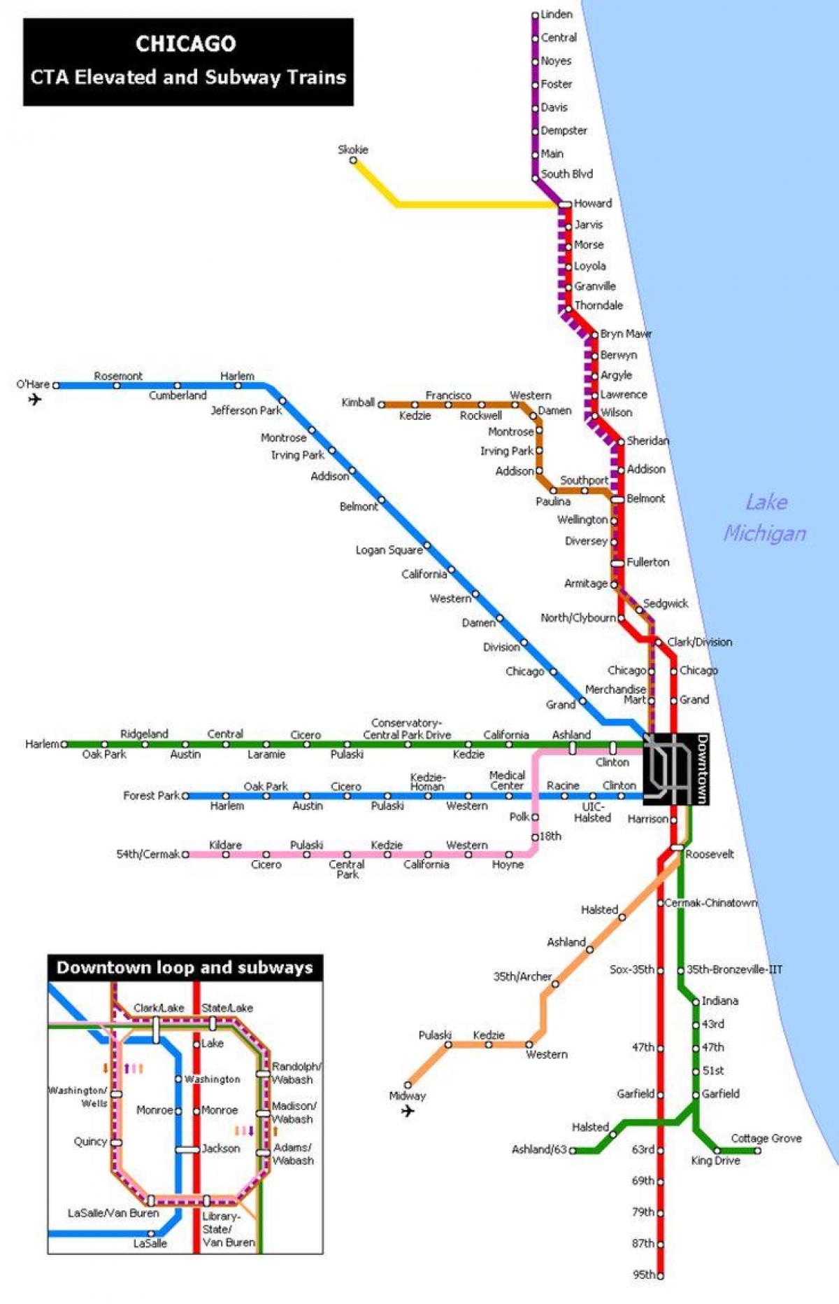 Chicago metro station mapa