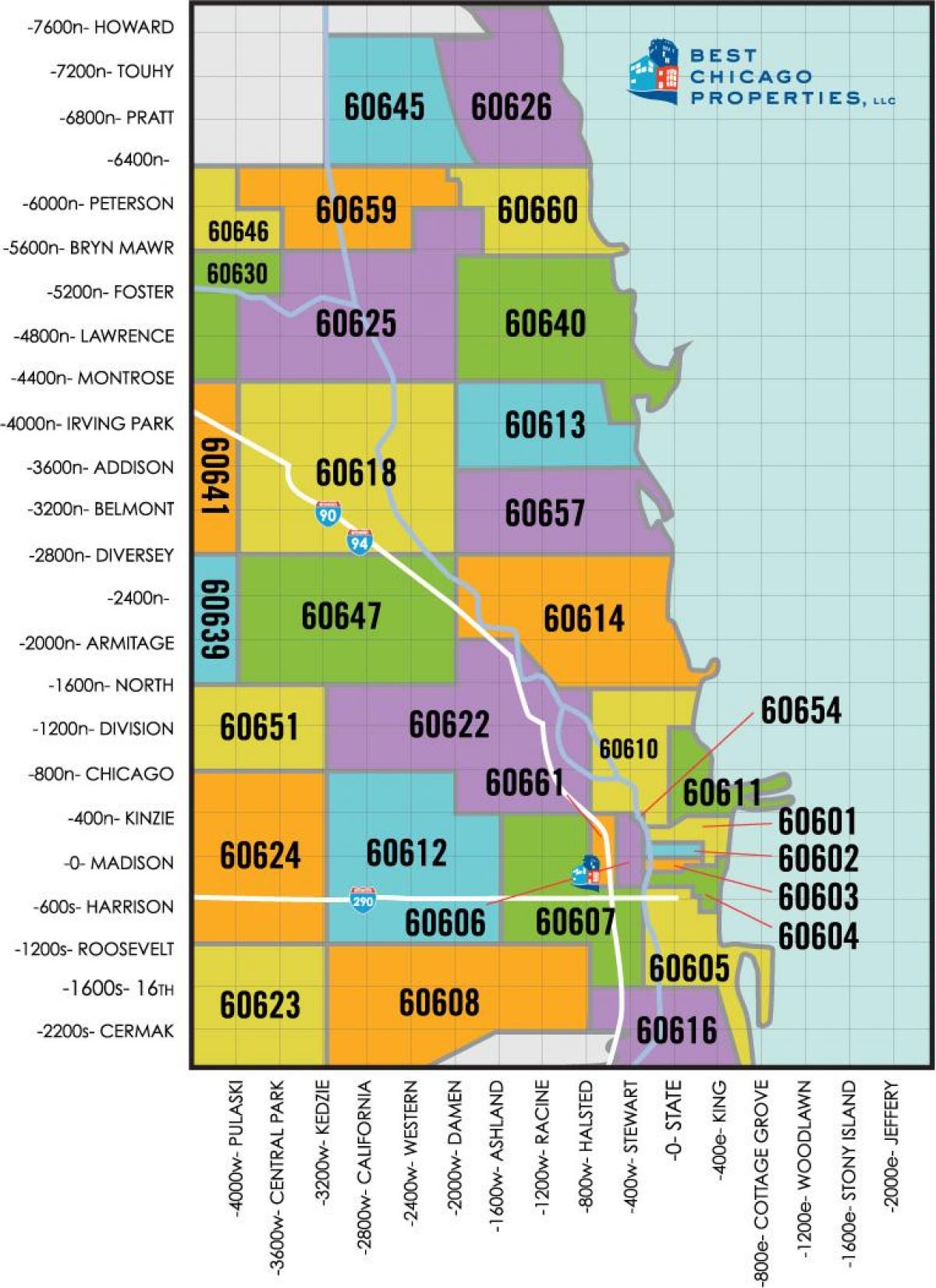 Chicago area zip code sa map