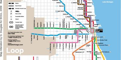 Chicago tren mapa asul na linya