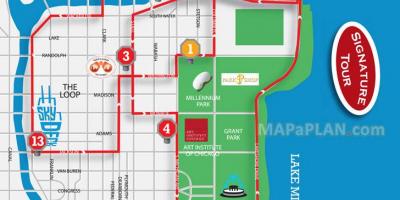 Chicago malalaking bus tour map