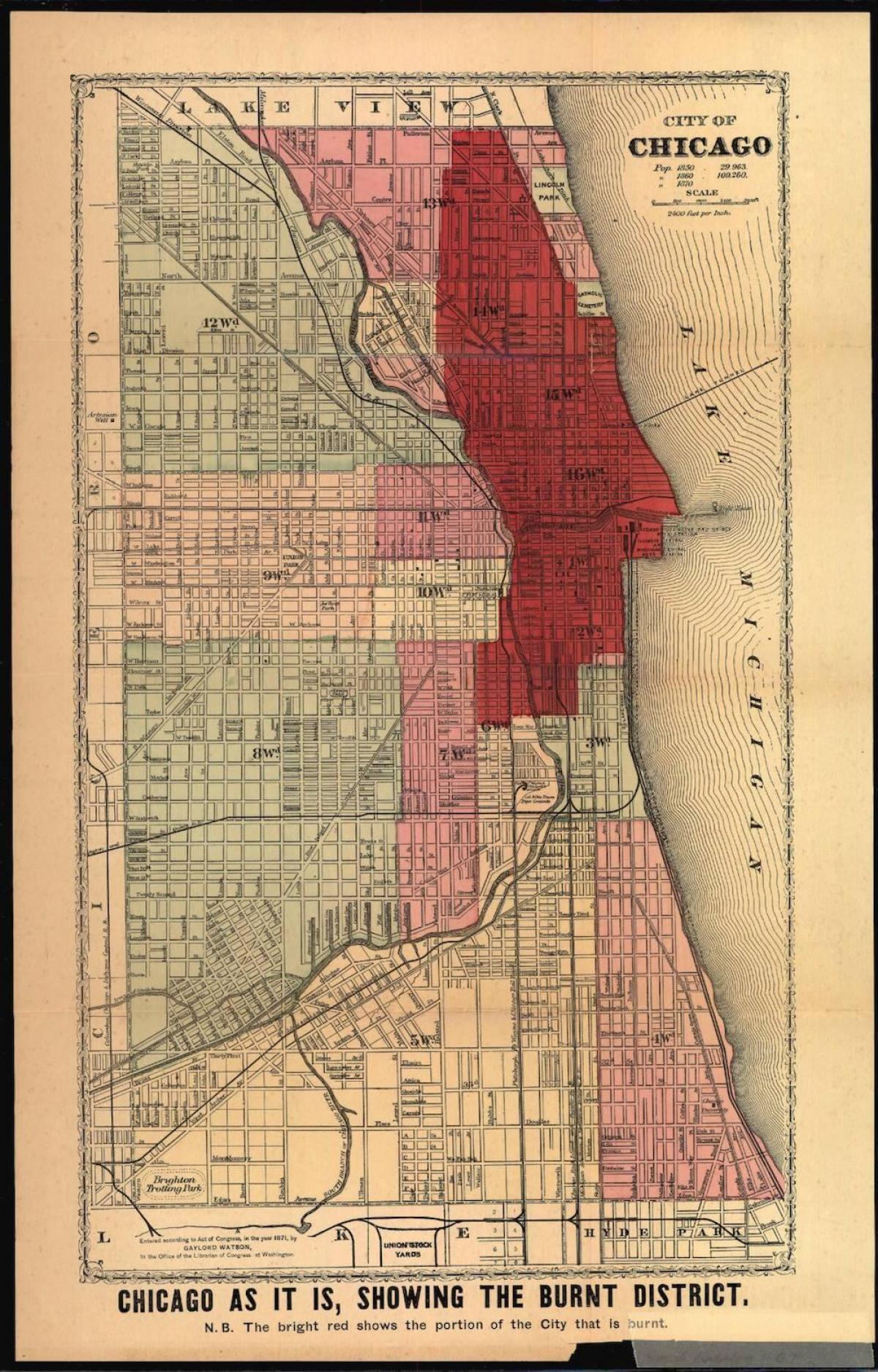 mapa ng great Chicago fire