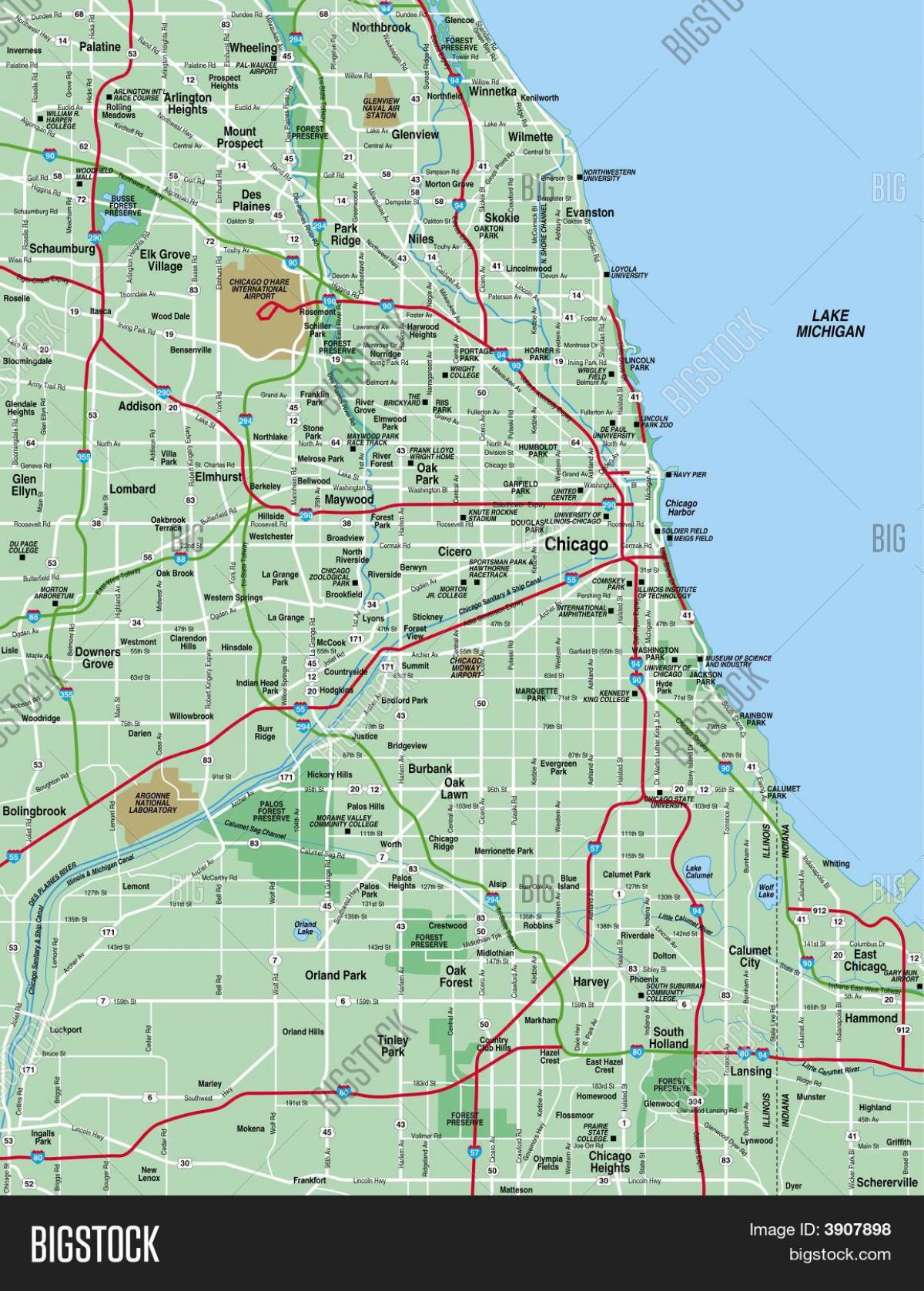 mapa ng lugar ng Chicago