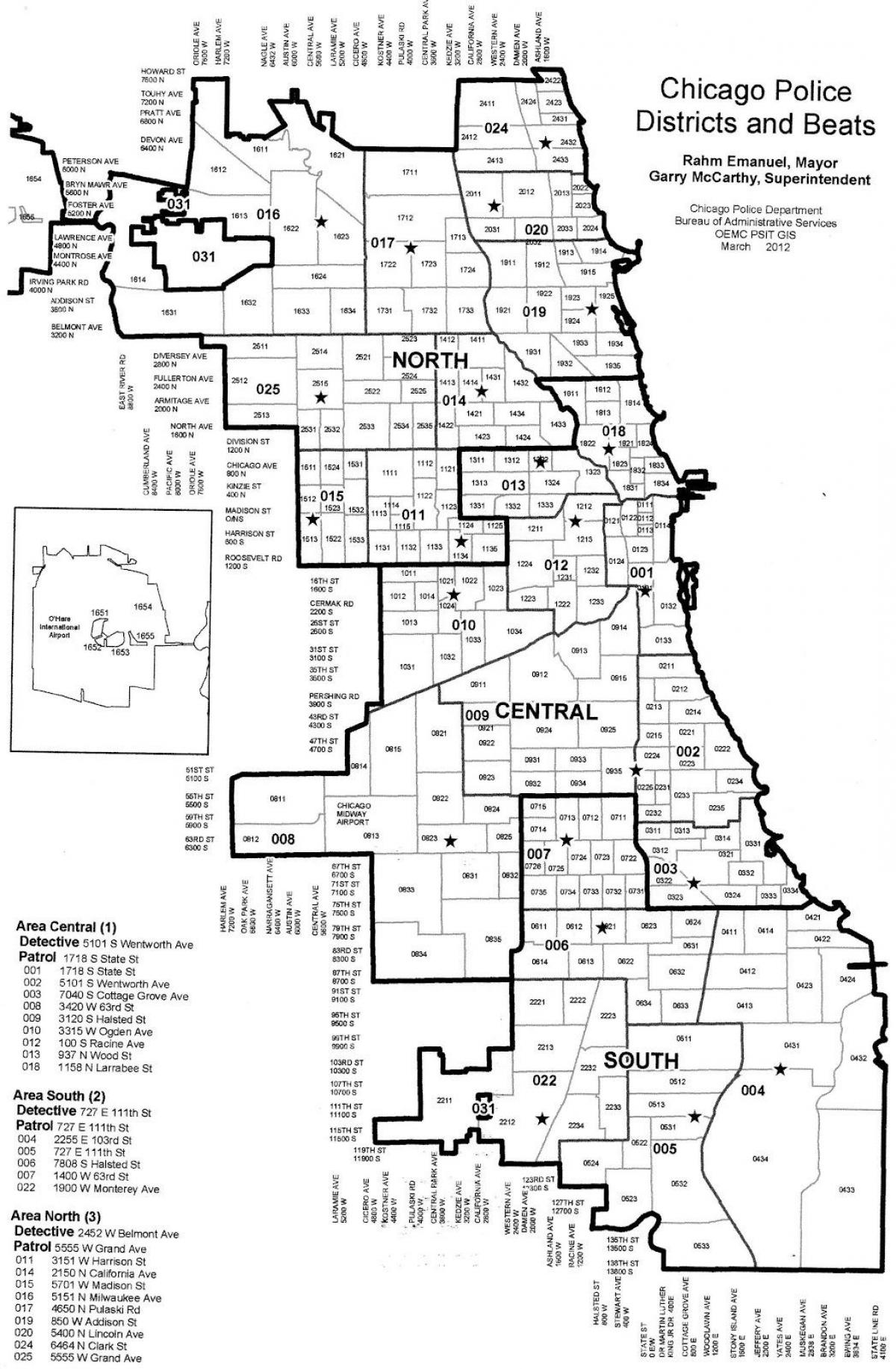distrito ng pulisya mapa ng Chicago
