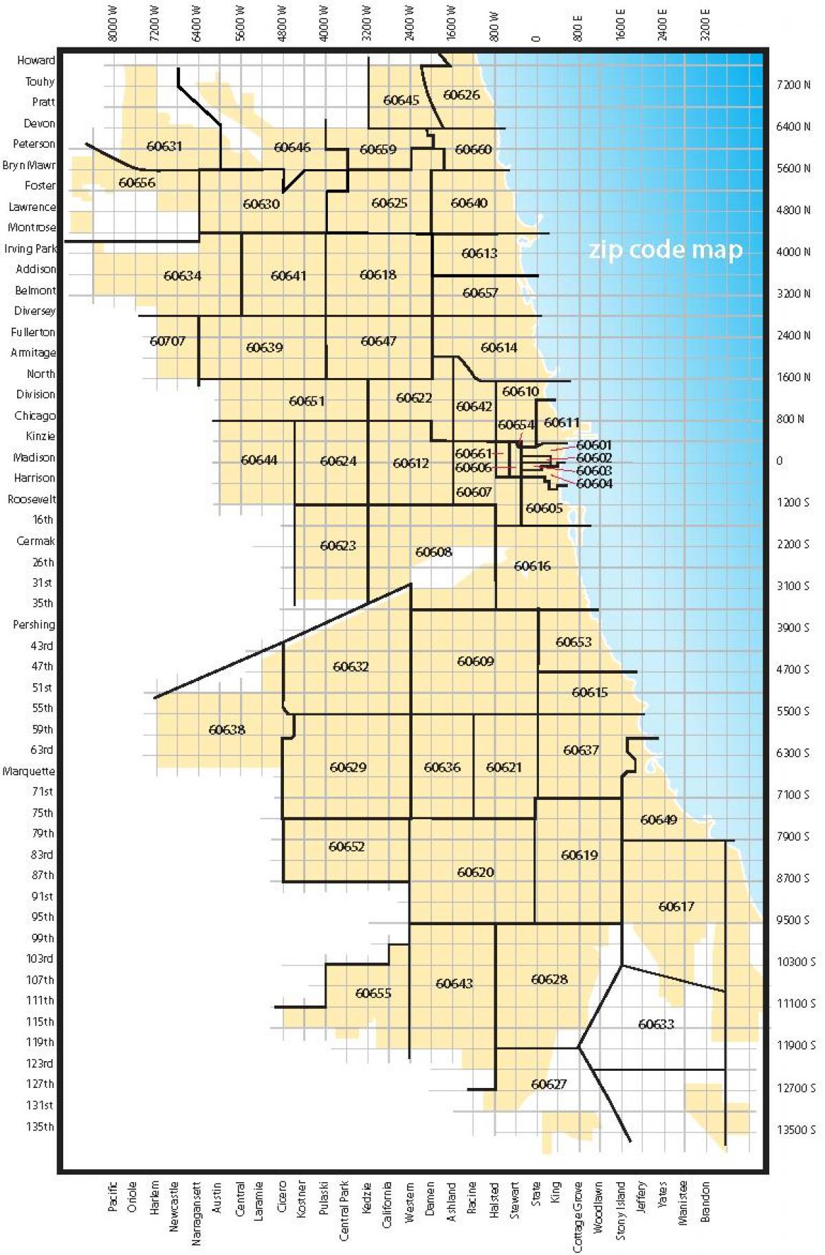 mapa ng Chicago zip code