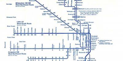 Mapa ng asul na linya Chicago
