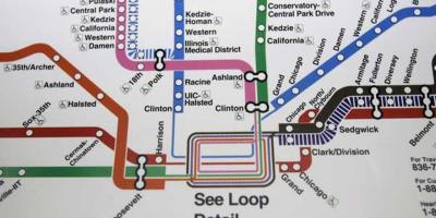 Chicago mapa ng subway asul na linya